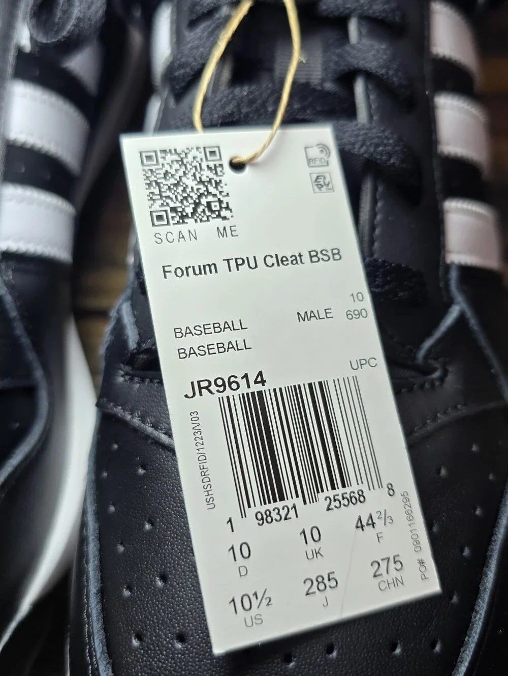 Adidas Forum TPU Baseball Cleats BSB Black Men's JR9614 Size 10.5 New